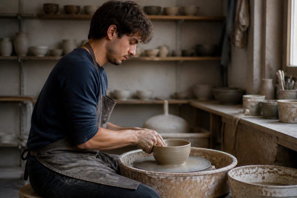 photo de la bonne posture en poterie